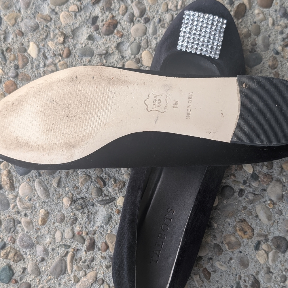 Talbots Black Flats with Rhinestone Accent - Picture 4 of 6